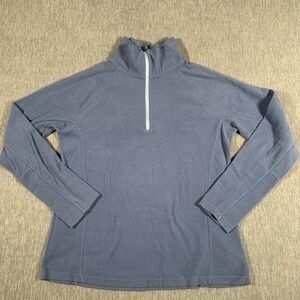Columbia Fleece Pullover Womens Large Blue Quarter Zip Mock Neck Hiking Top
